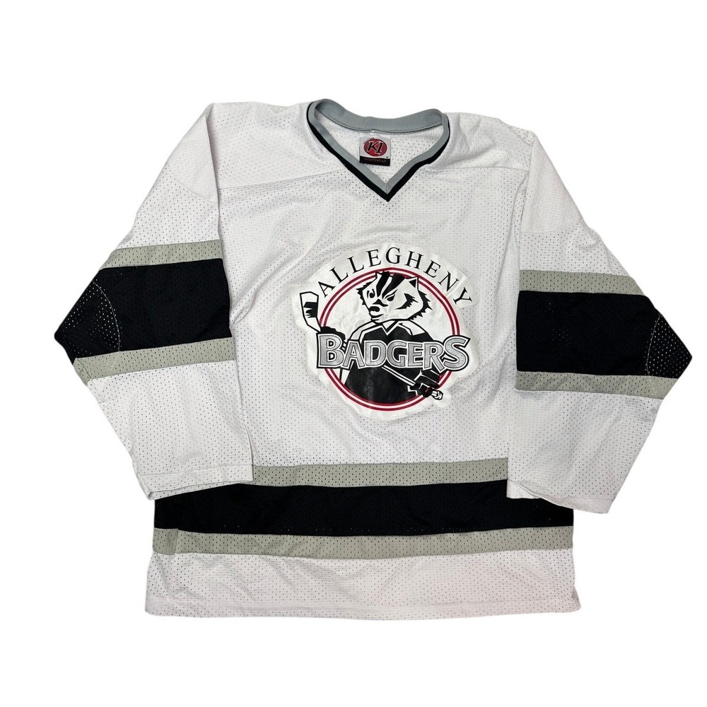 K1 Allegheny Badgers PAHL Hockey Jersey Mens XL White Blank Mesh Jersey